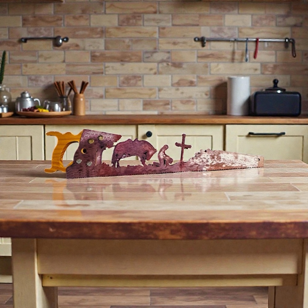 Praying Cowboy Horse Cross Saw Blade Metal NIP